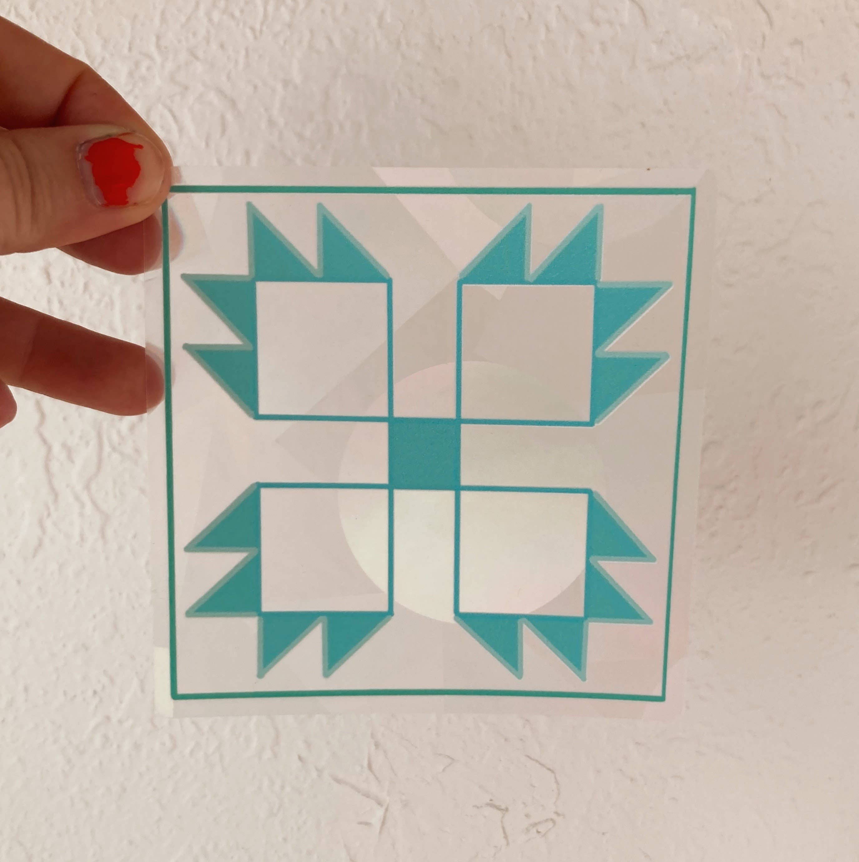 Feral Notions - Quilt Block Bear Paw Rainbow Maker Window Cling Sticker