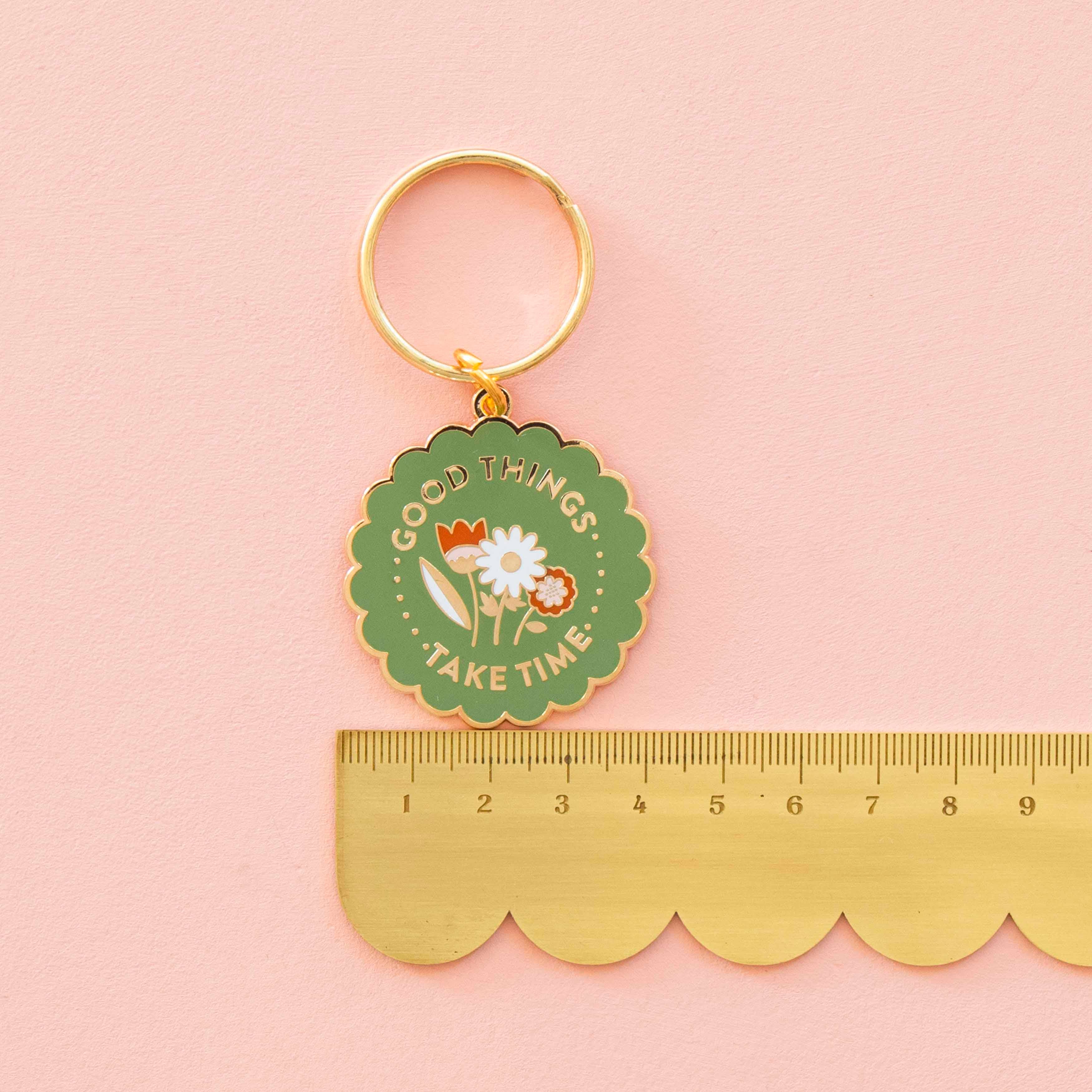 Sarah Hearts - Good Things Take Time Enamel Keychain - Bag Charm