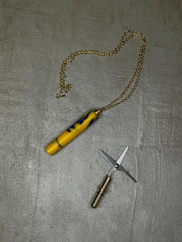 Scissors Necklace- Maize and Blue