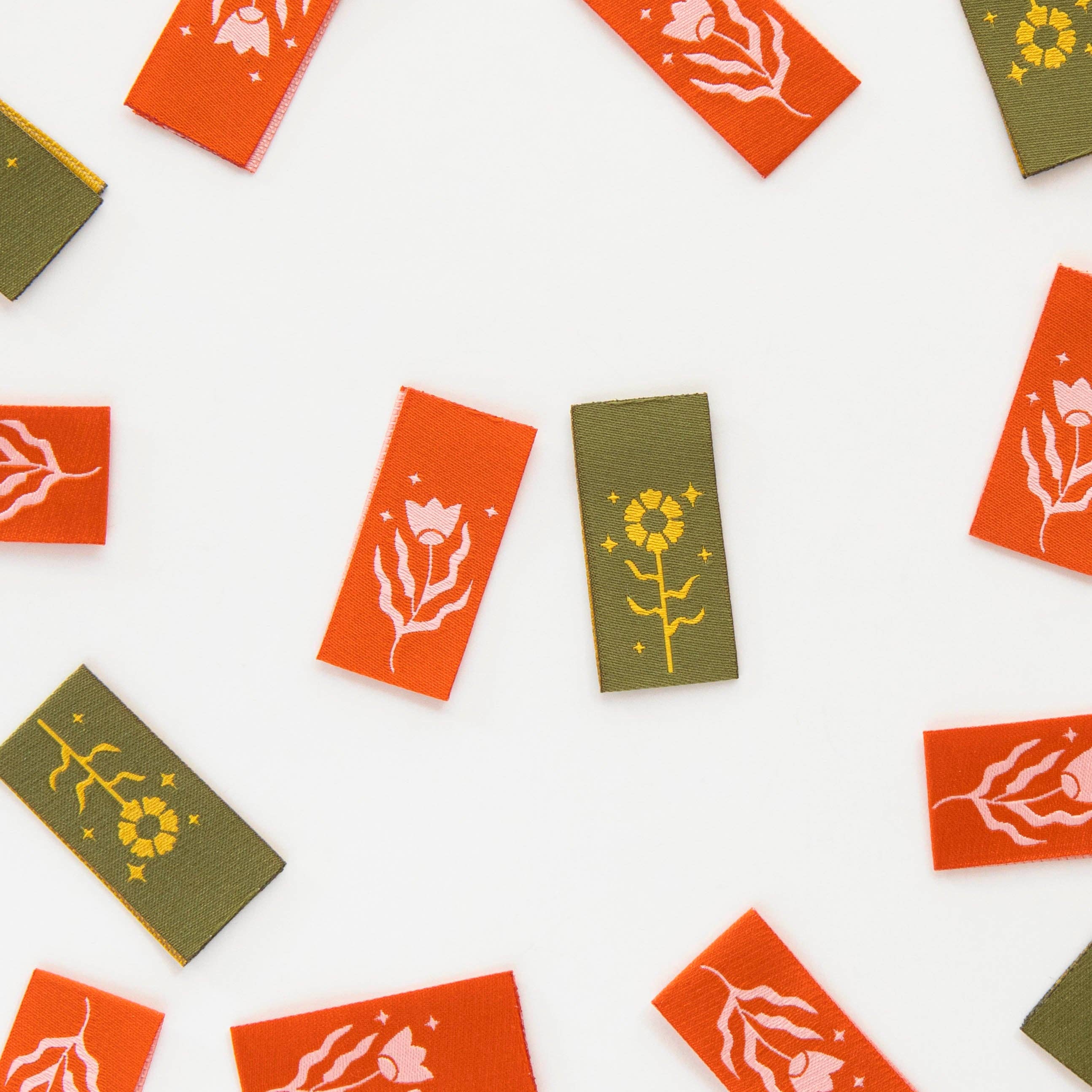 Sarah Hearts - Floral Design Multipack Woven Sewing Labels