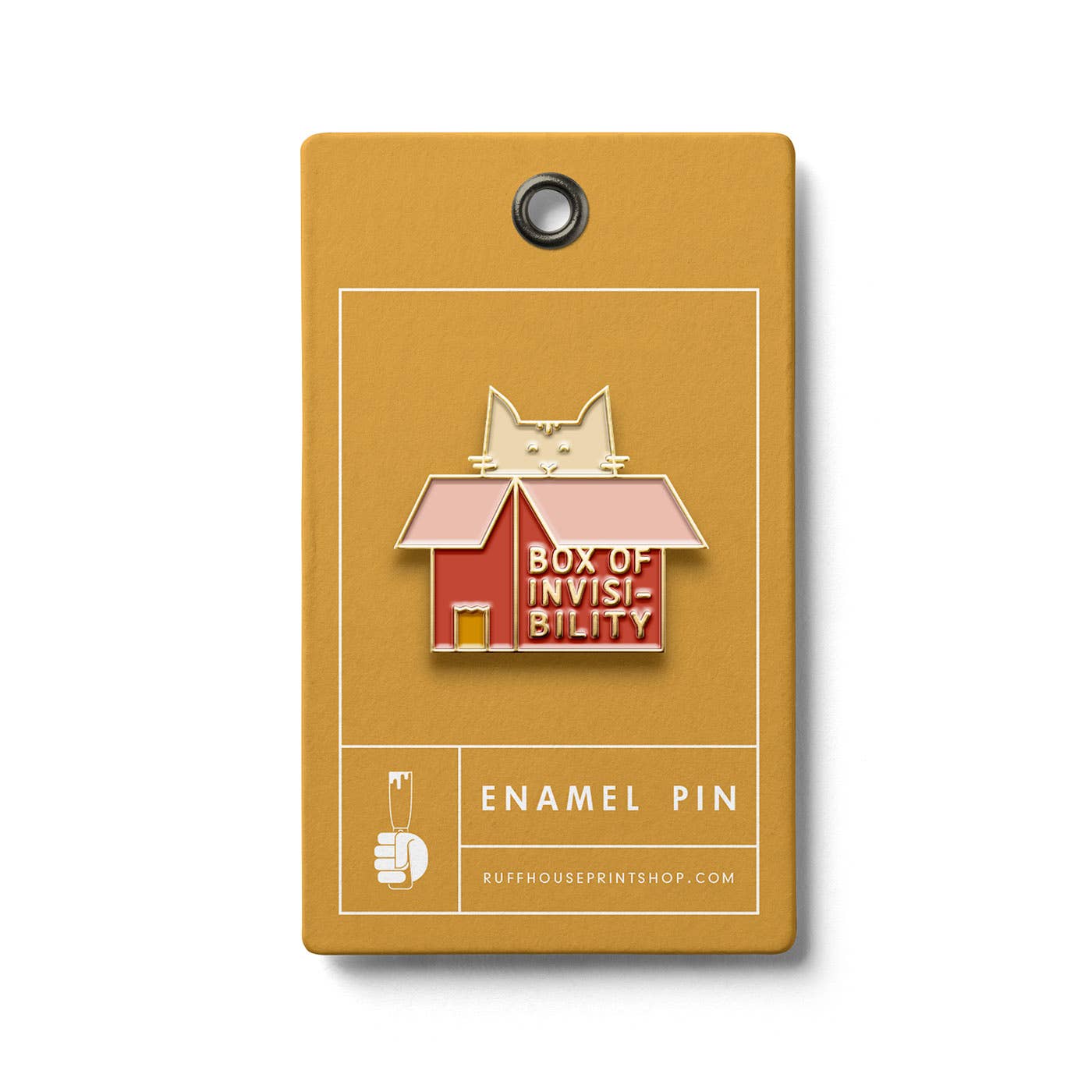 Ruff House Print Shop - Cat in Box Enamel Pin