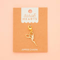 Sarah Hearts - Gold Stork Embroidery Scissor Removable Zipper Charm