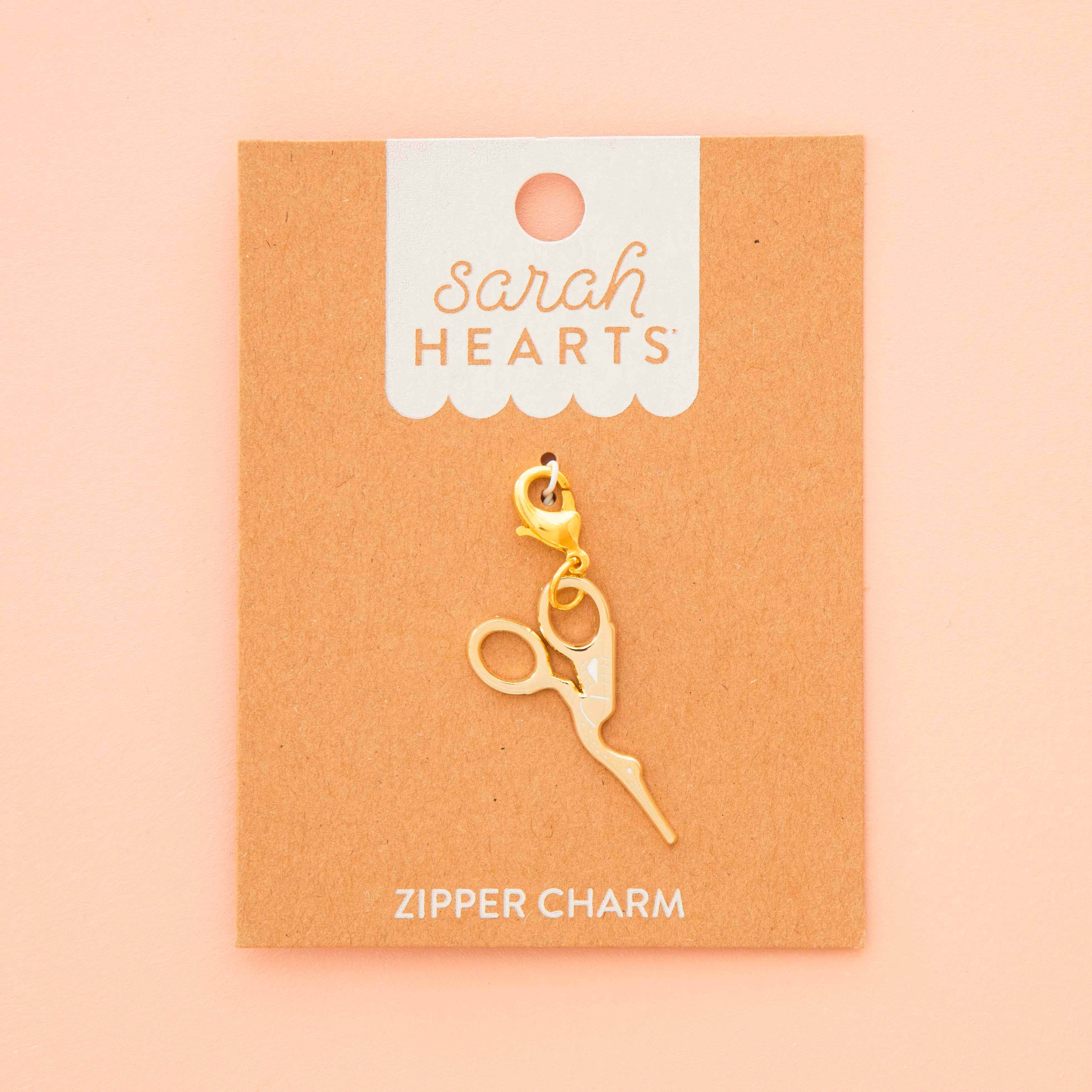 Sarah Hearts - Gold Stork Embroidery Scissor Removable Zipper Charm