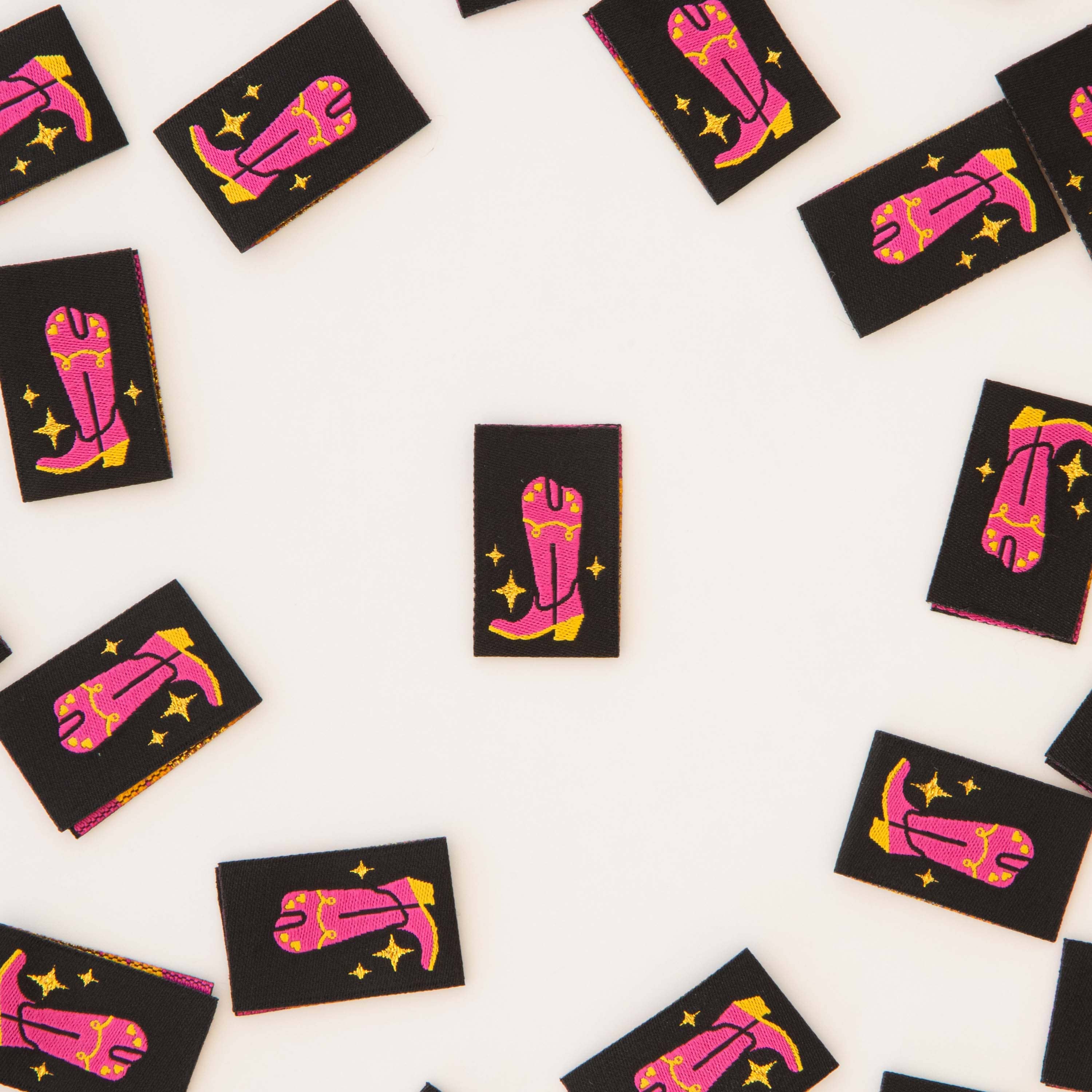 Sarah Hearts - Cowboy Boot - Sewing Woven Clothing and Quilt Labels