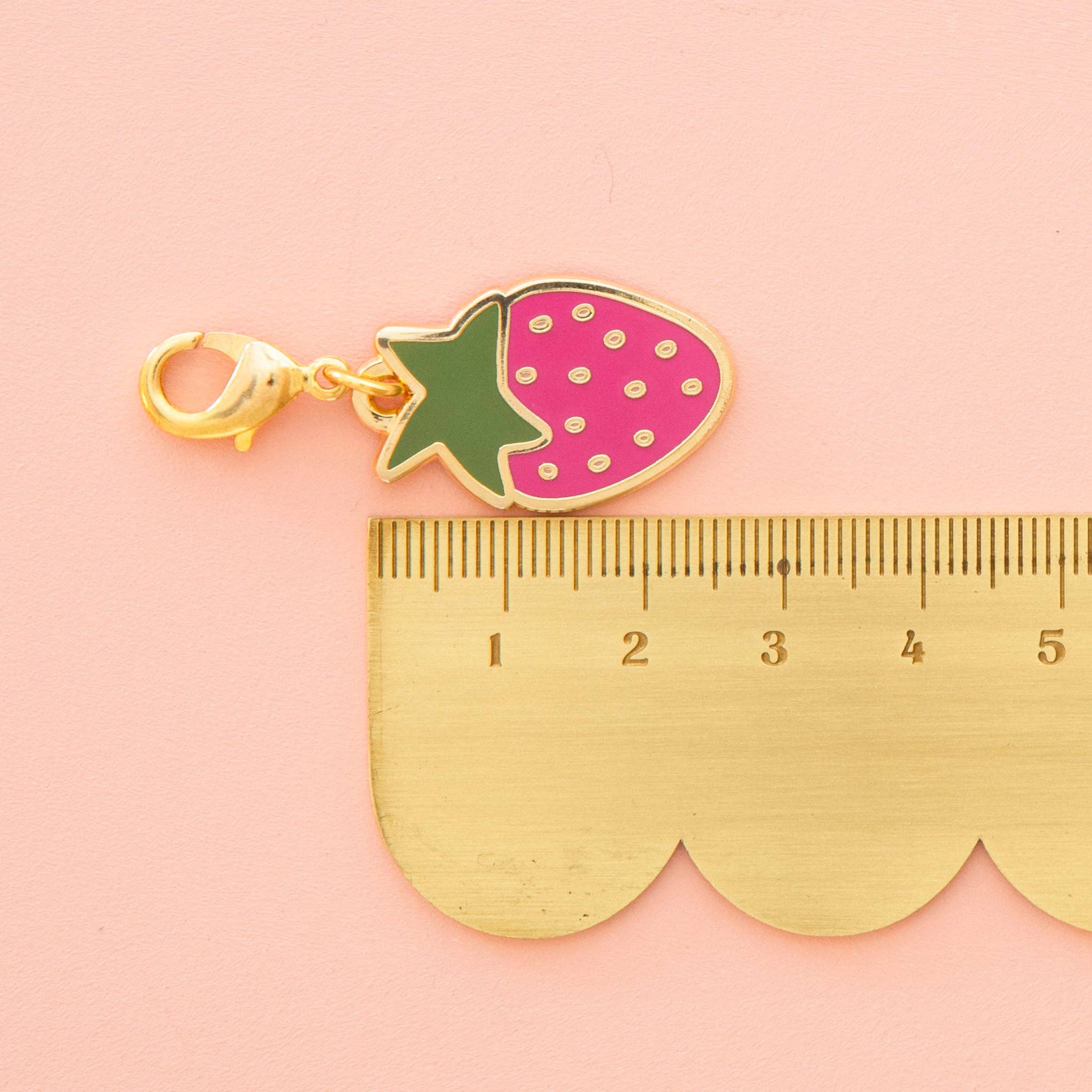 Sarah Hearts - Strawberry Enamel Removable Zipper Charm