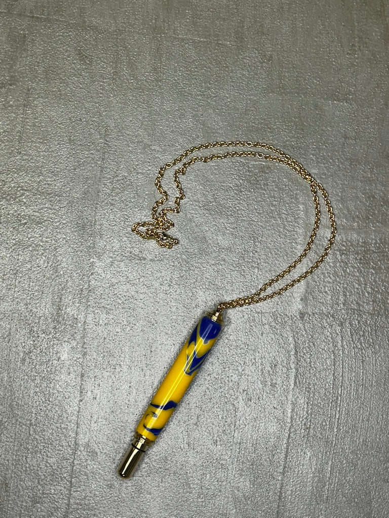 Scissors Necklace- Maize and Blue