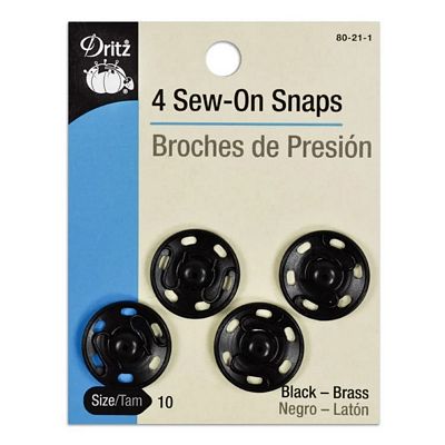 Sew-on Snaps-Black 4ct. sz.10
