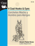 Coat Hooks & Eyes Nickel 4ct