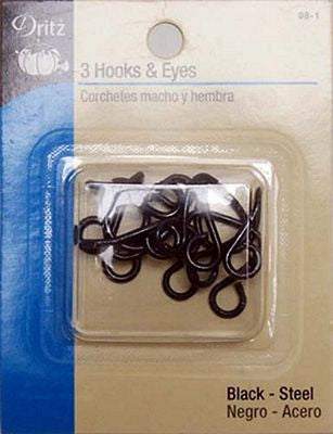 3 Extra Large Hook And Eye-Black