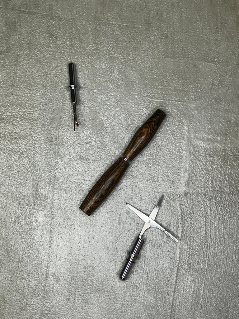 Seam Ripper + Scissors- Silver Dark Brown