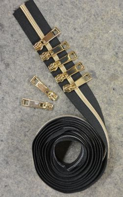 Black Metallic Zipper Tape 2.5yds