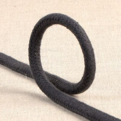 100% Cotton Braided Cord, 6mm, Dark Gray
