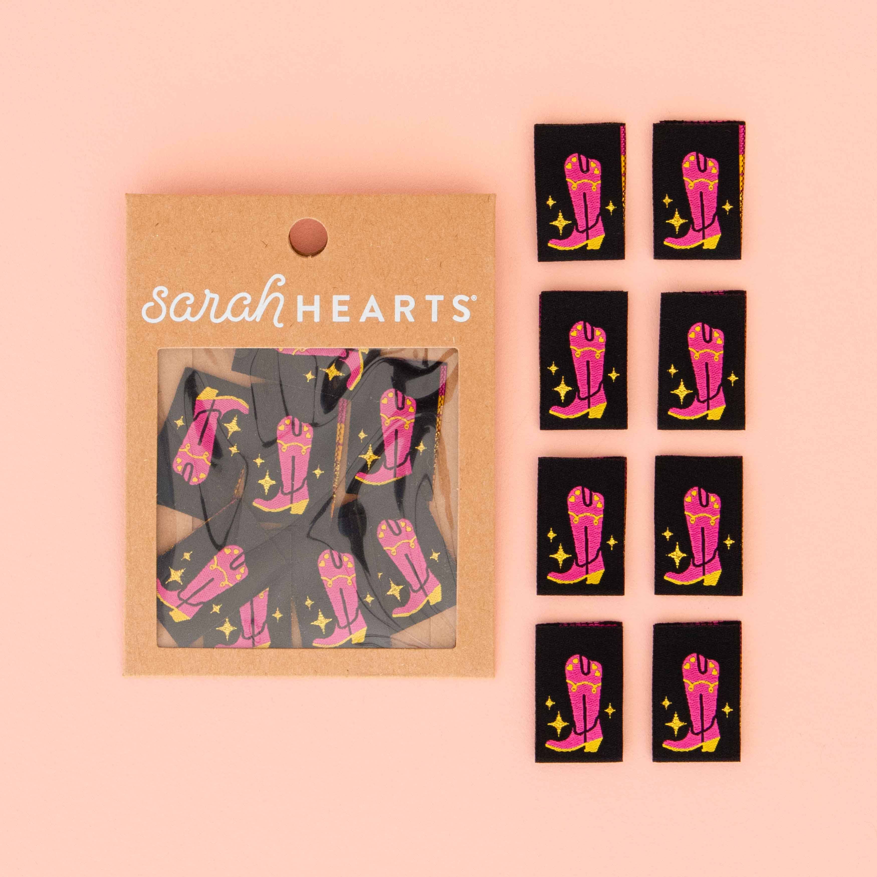 Sarah Hearts - Cowboy Boot - Sewing Woven Clothing and Quilt Labels