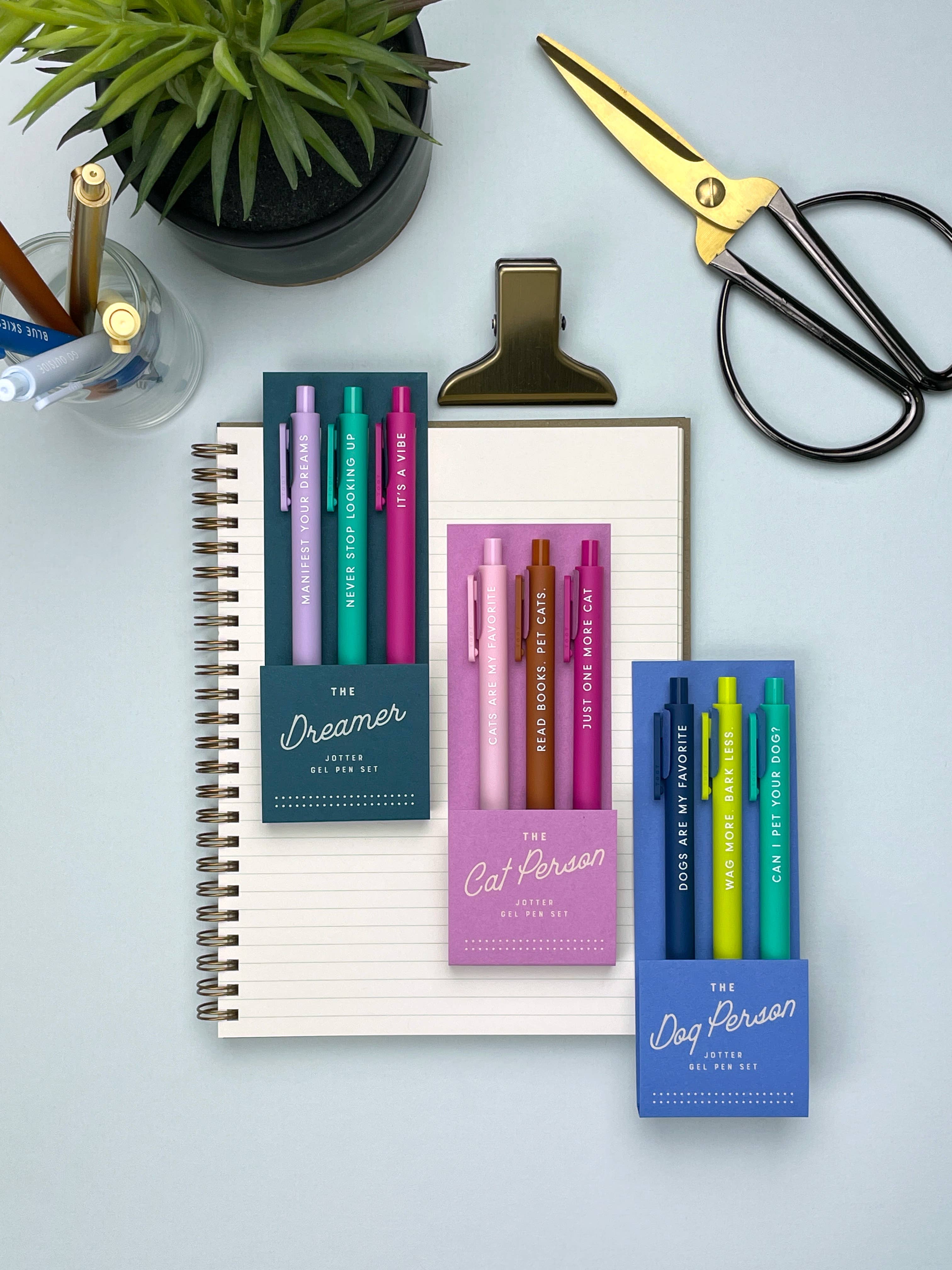 Ruff House Print Shop - The Cat Person Jotter Gel Pen: Set of 3