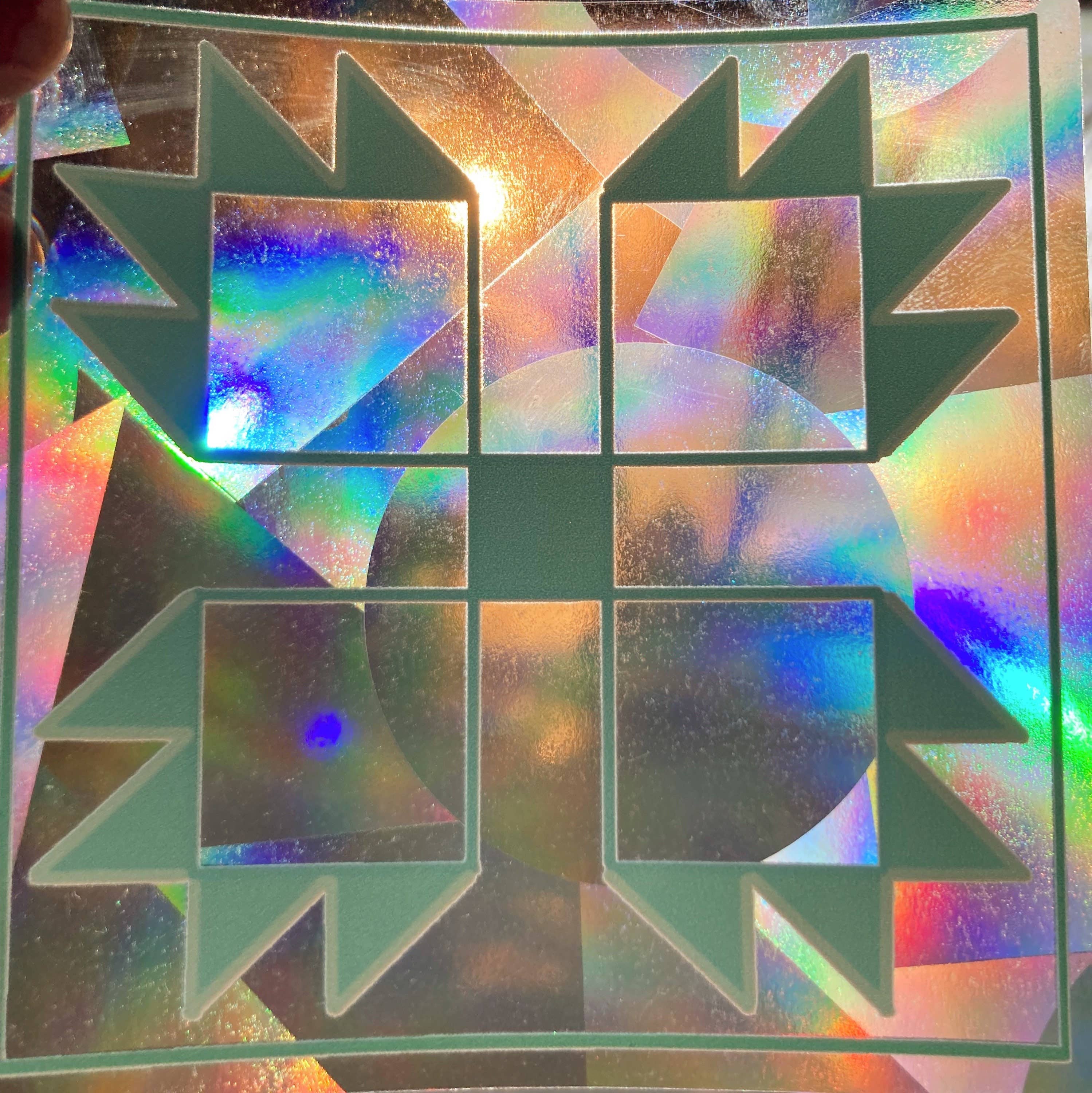 Feral Notions - Quilt Block Bear Paw Rainbow Maker Window Cling Sticker