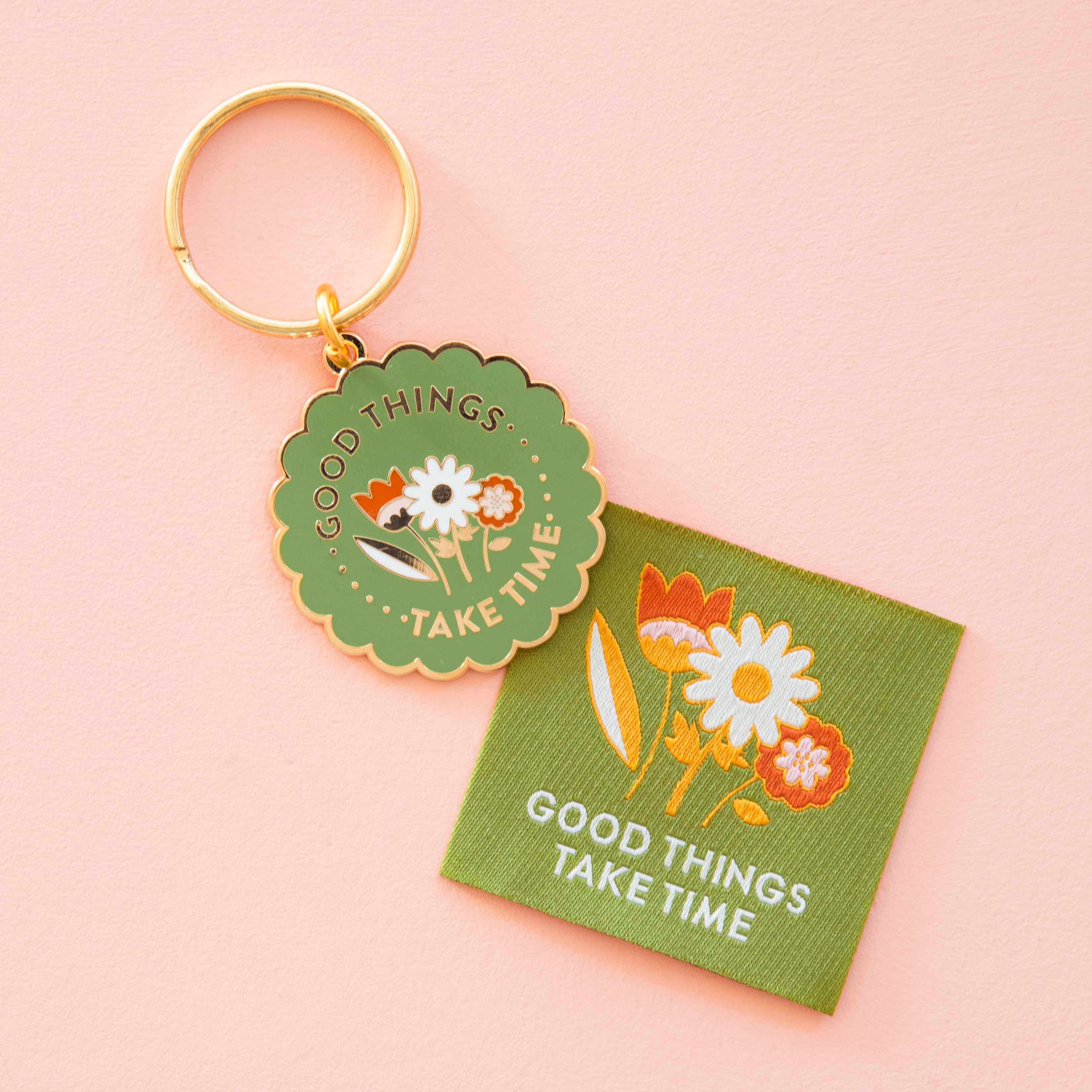 Sarah Hearts - Good Things Take Time Enamel Keychain - Bag Charm