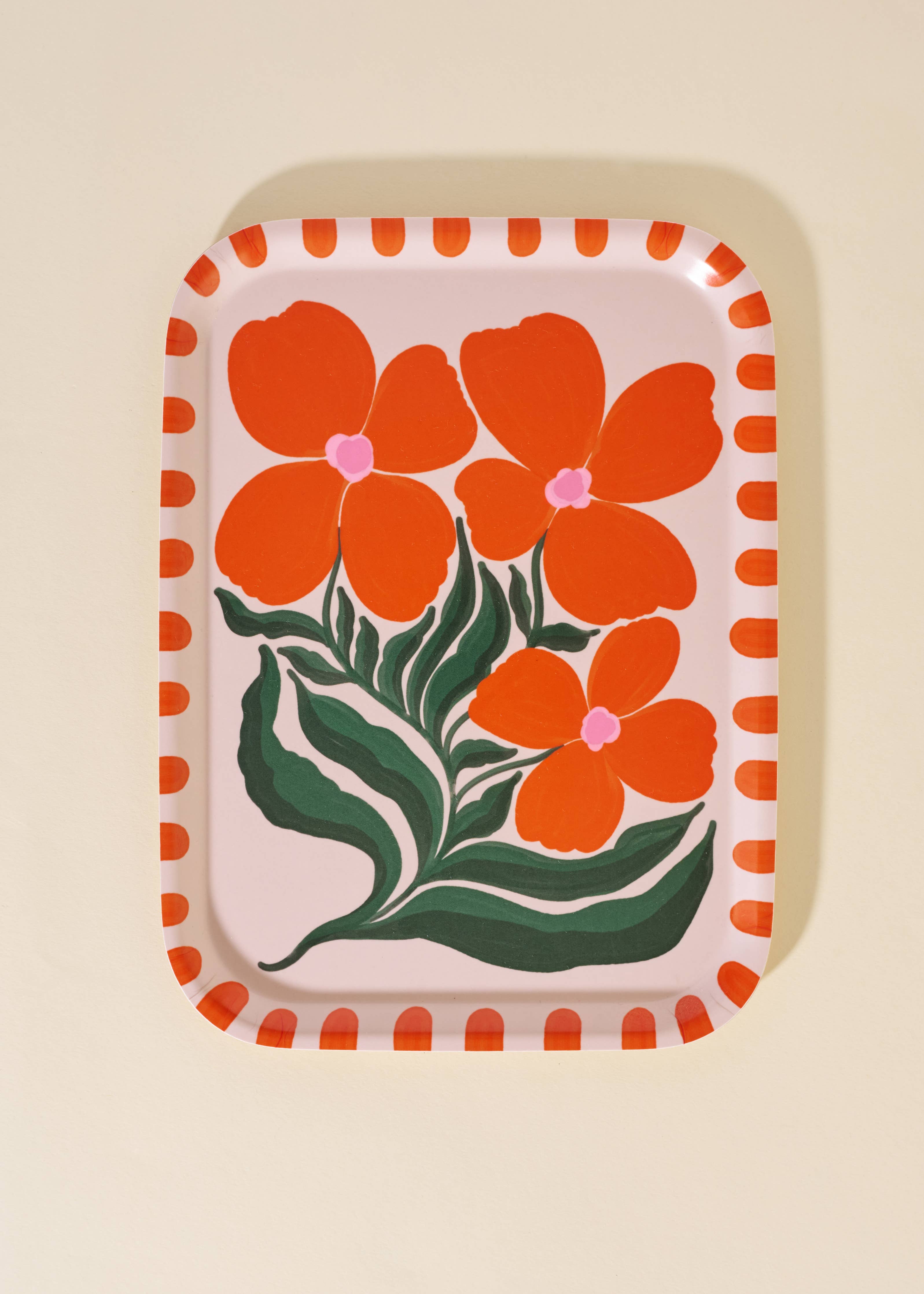 One & Only Paper - Wild Flower Orange Bent Birch Serving Tray