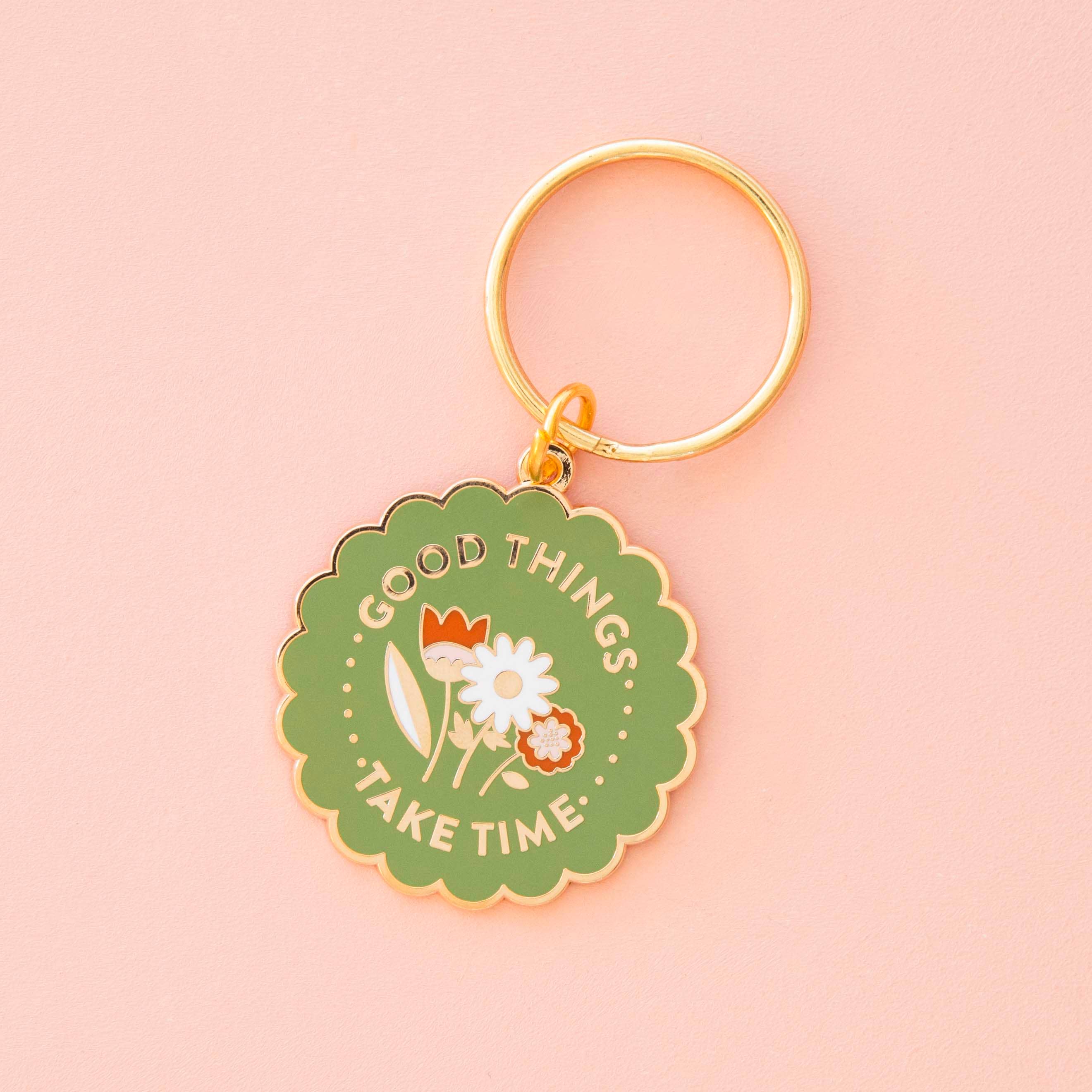 Sarah Hearts - Good Things Take Time Enamel Keychain - Bag Charm
