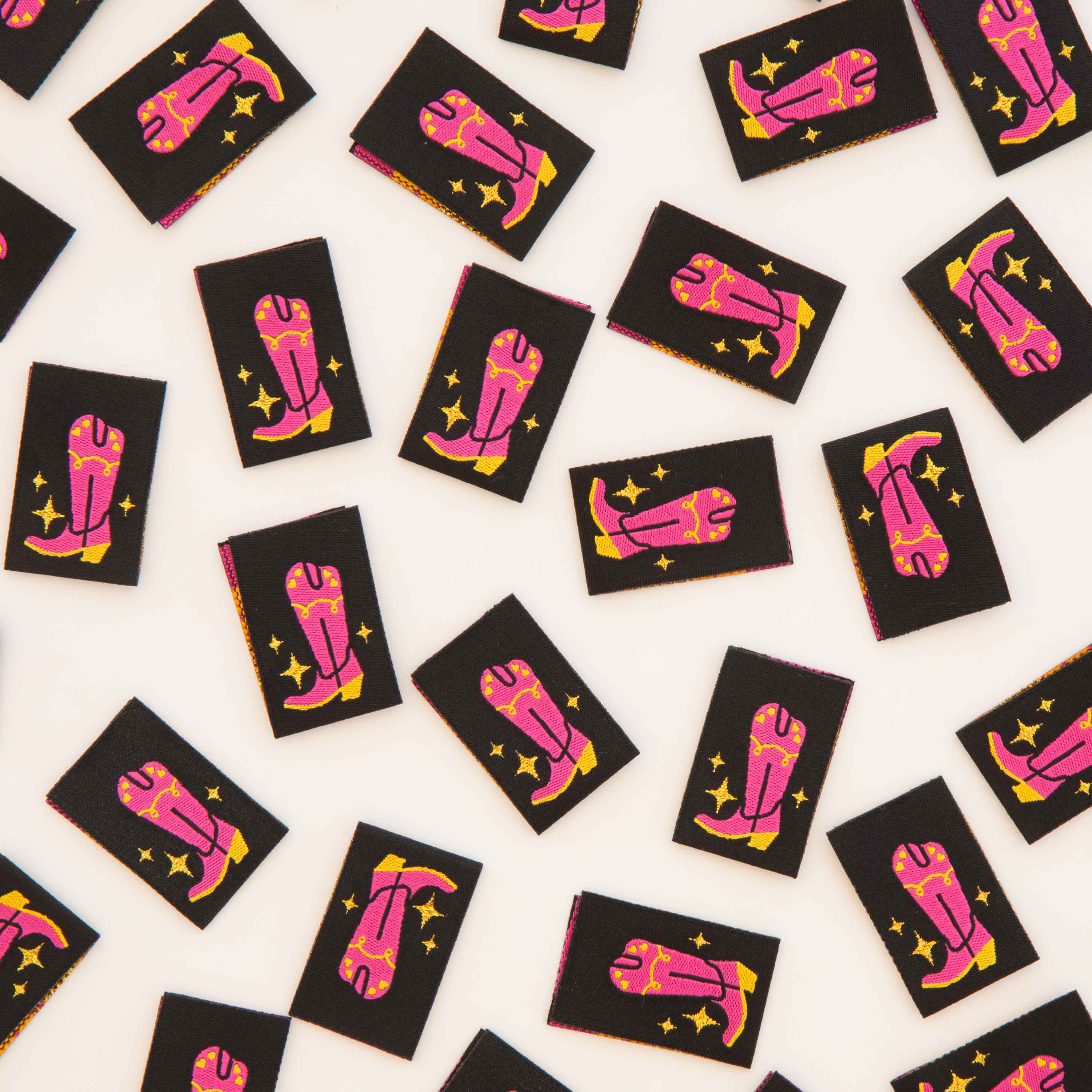 Sarah Hearts - Cowboy Boot - Sewing Woven Clothing and Quilt Labels