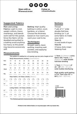Tamarack Jacket Pattern Sizes 14-32